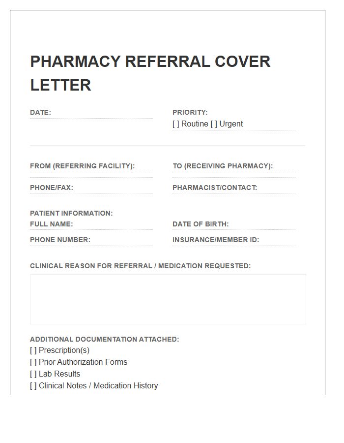 Retail Pharmacy Referral Cover Letter Template