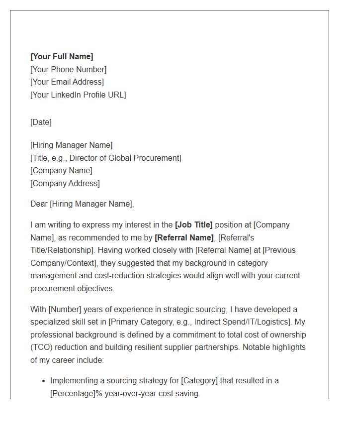 Strategic Sourcing Referral Cover Letter Template