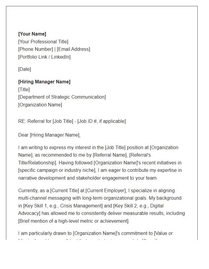 Strategic Communication Referral Cover Letter Template