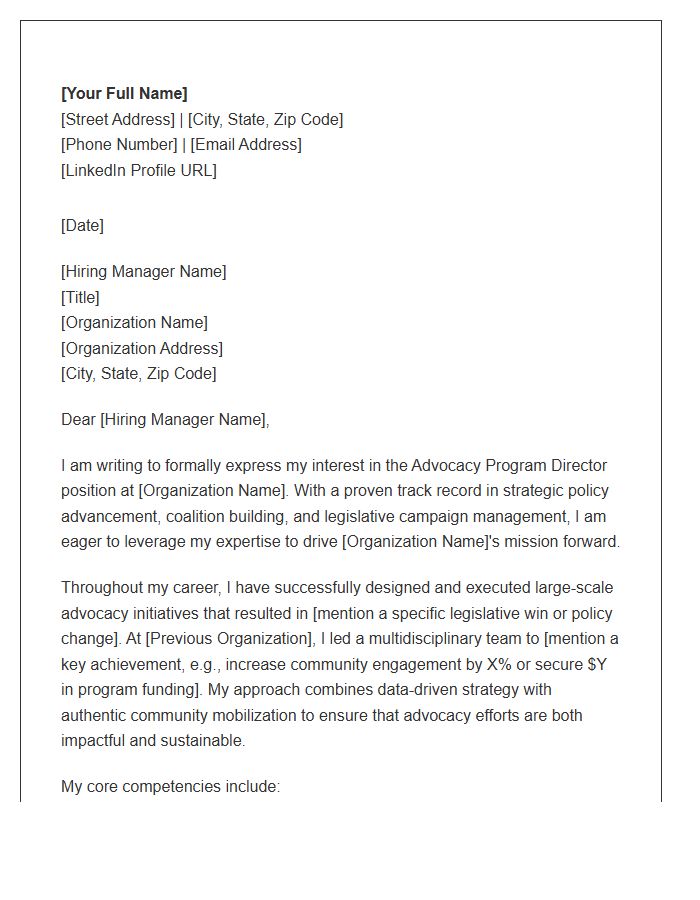 Advocacy Program Director Cover Letter Template