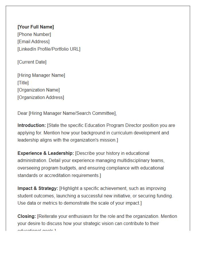 Education Program Director Cover Letter Template