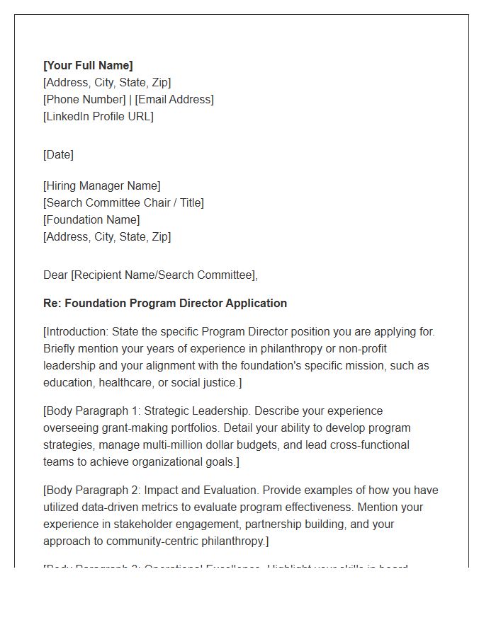 Foundation Program Director Cover Letter Template