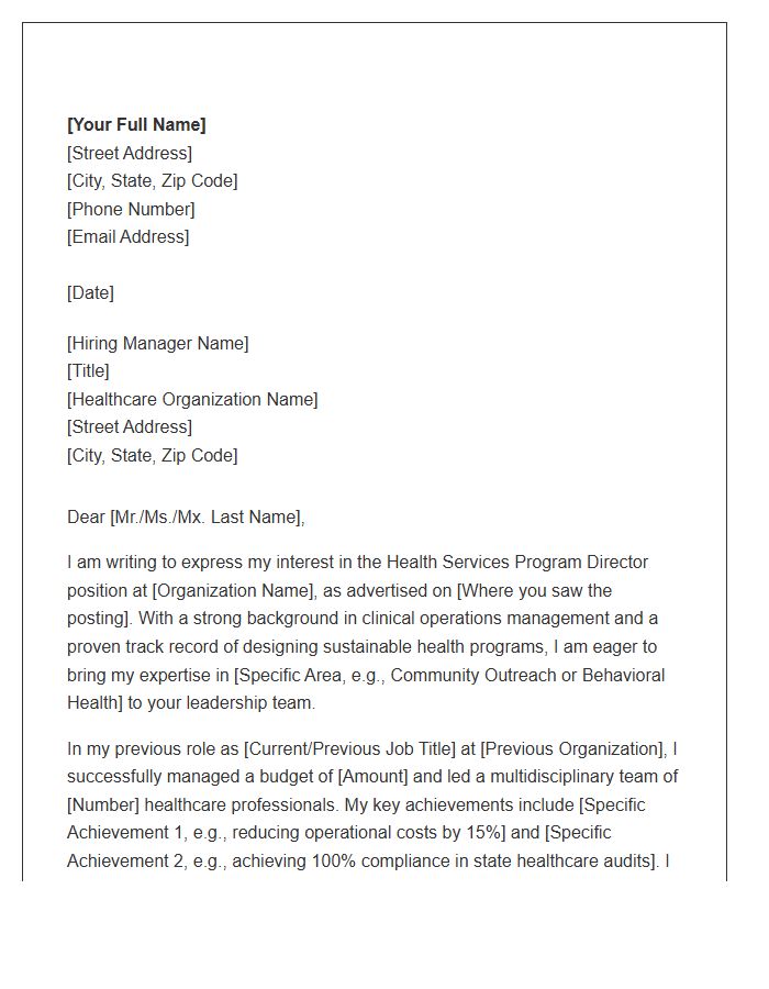 Health Services Program Director Cover Letter Template