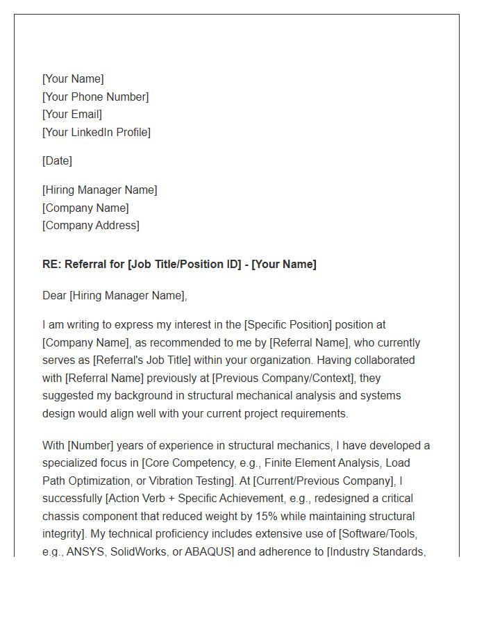 Structural Mechanical Engineer Referral Cover Letter Template