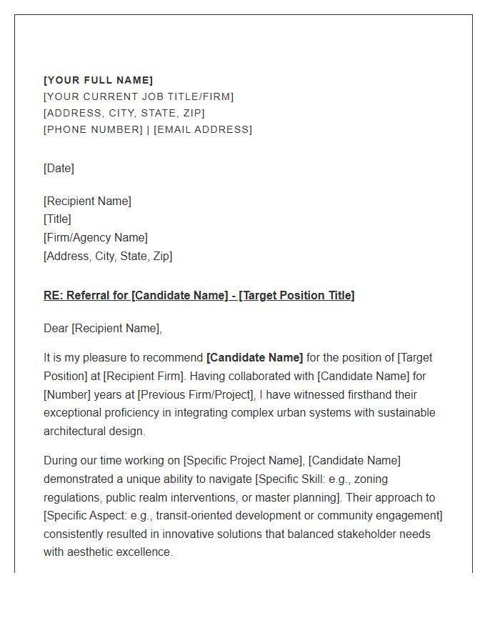 Urban Designer Architect Professional Referral Cover Letter Template