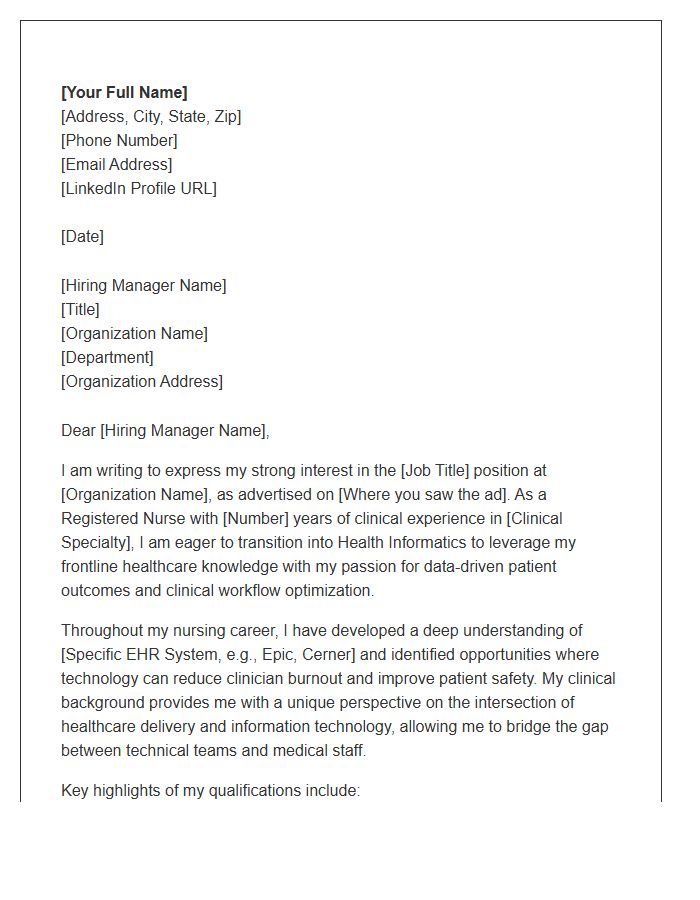 Entry Level Health Informatics For Registered Nurses Cover Letter Template