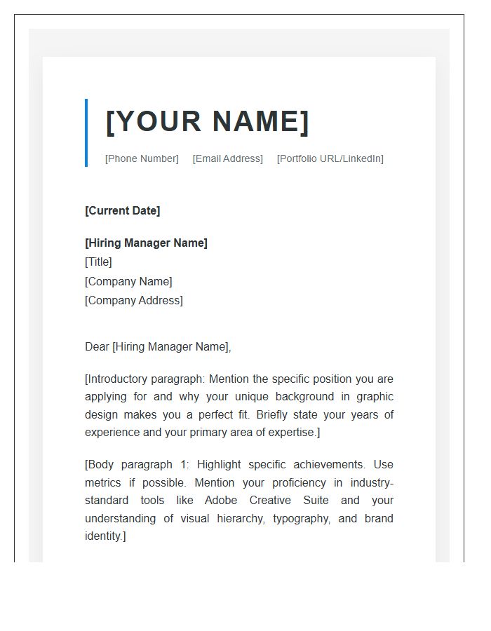 Clean Modern Layout Graphic Design Cover Letter Template