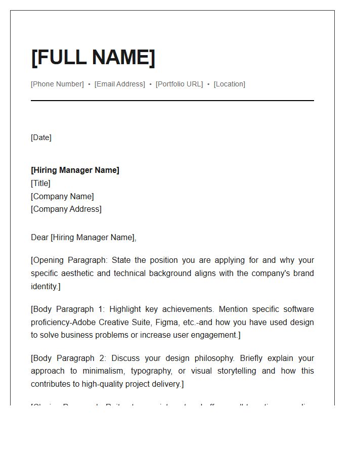 Professional Minimalist Graphic Design Cover Letter Template