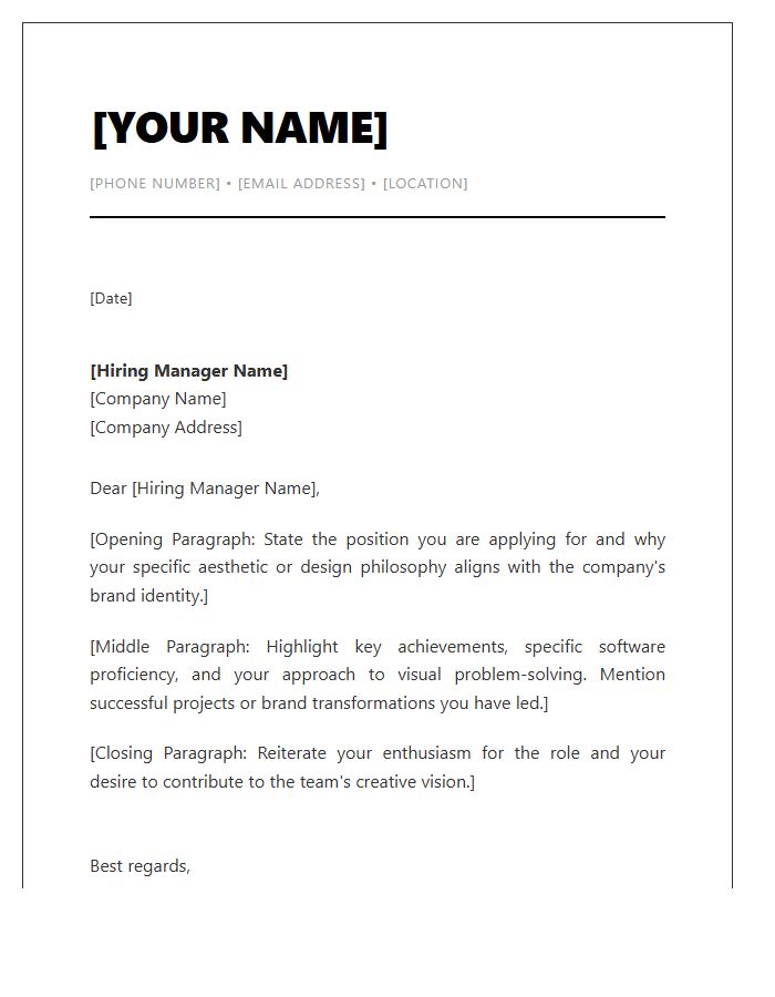 Sleek Typography Graphic Designer Cover Letter Template