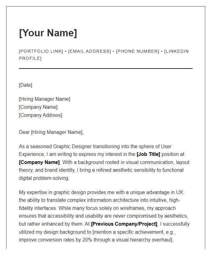 Graphic Designer Expertise Applied To UX Design Cover Letter Template