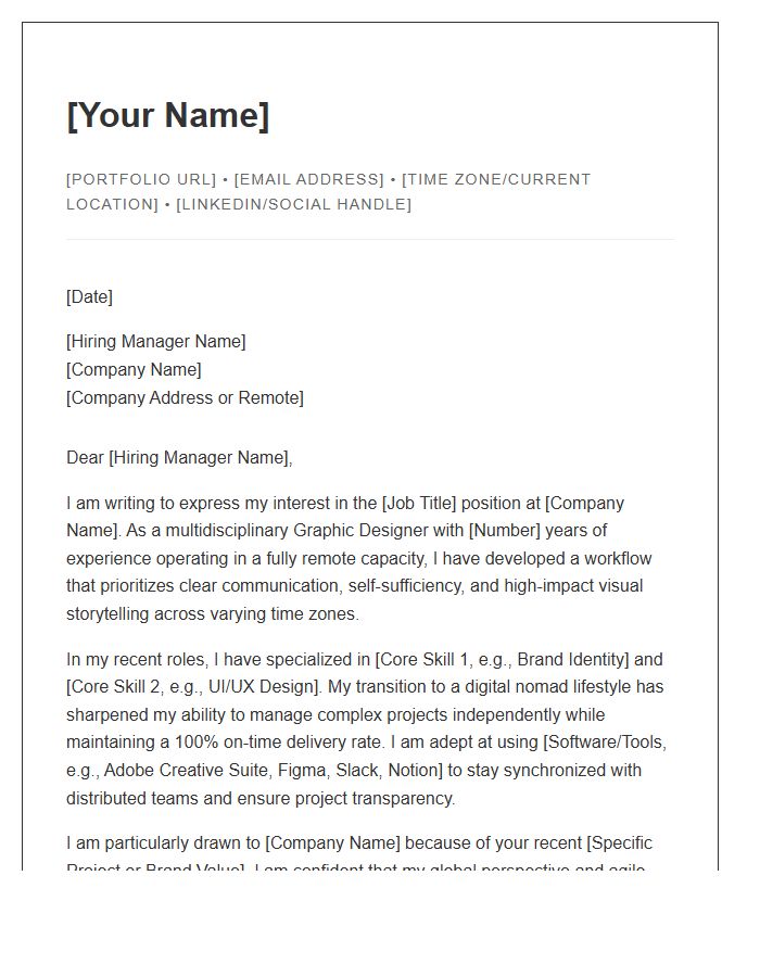 Digital Nomad Graphic Designer Cover Letter Template
