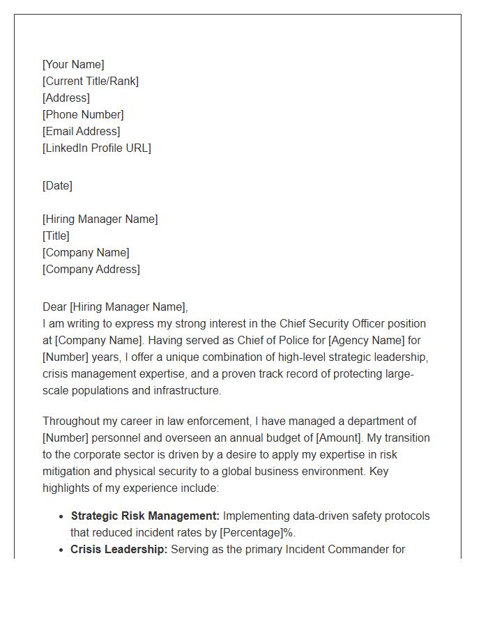 Police Chief To Chief Security Officer Cover Letter Template