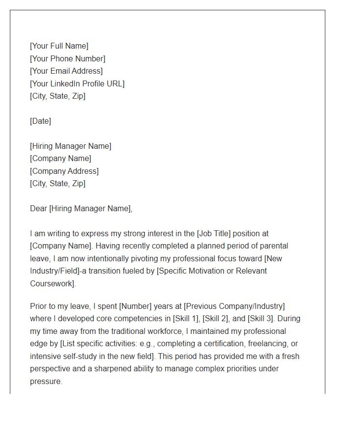 Parental Leave To New Career Path Cover Letter Template