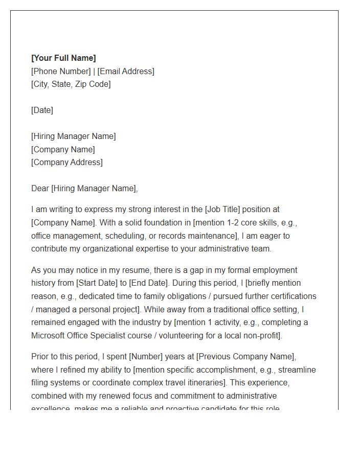 Professional Gap To Administrative Role Cover Letter Template