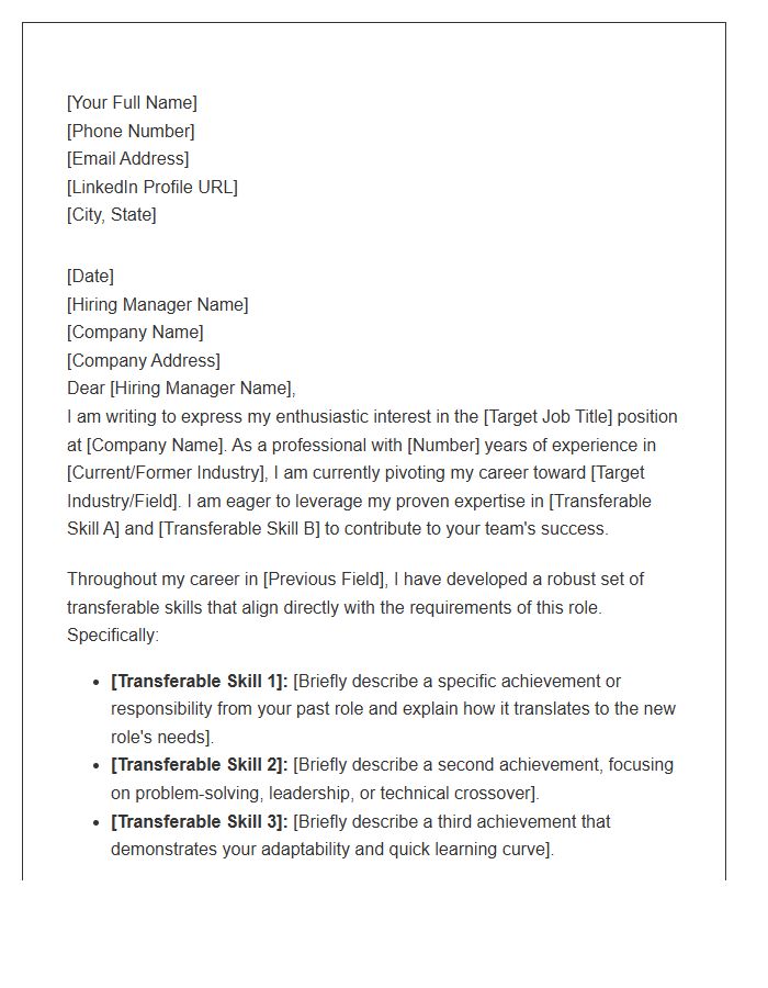 Transferable Skills For Career Pivot Cover Letter Template