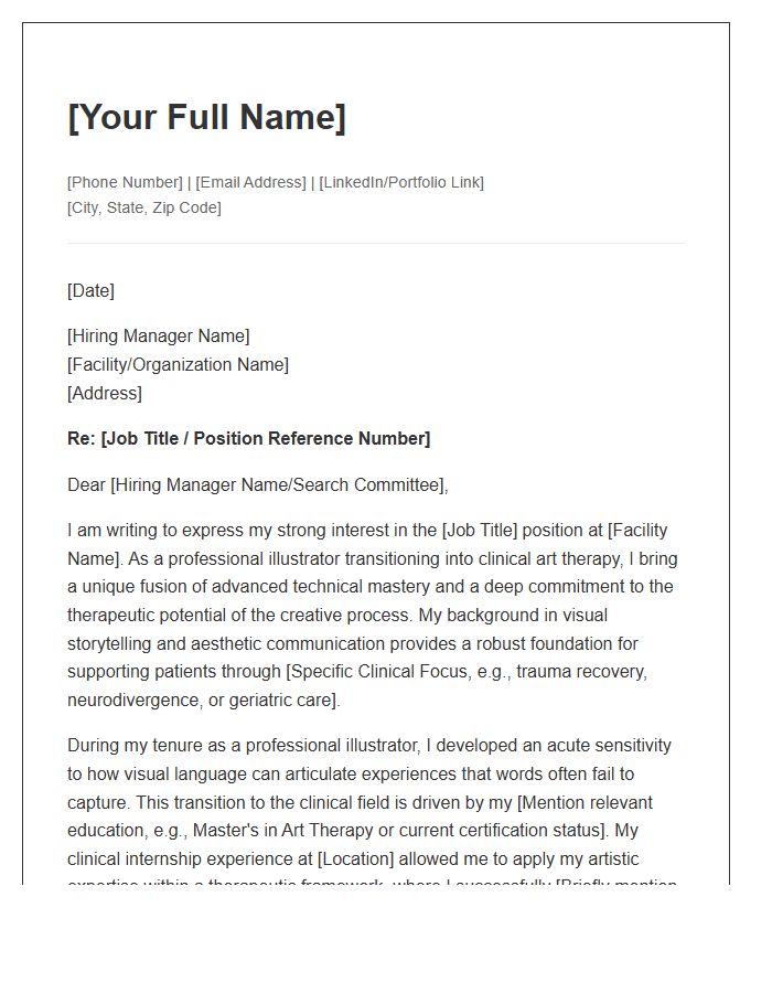 Professional Illustrator Shifting To Clinical Art Therapy Cover Letter Template