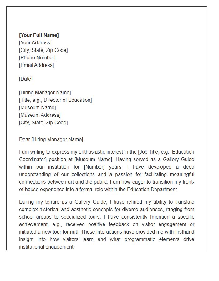 Gallery Guide Moving To Museum Education Cover Letter Template