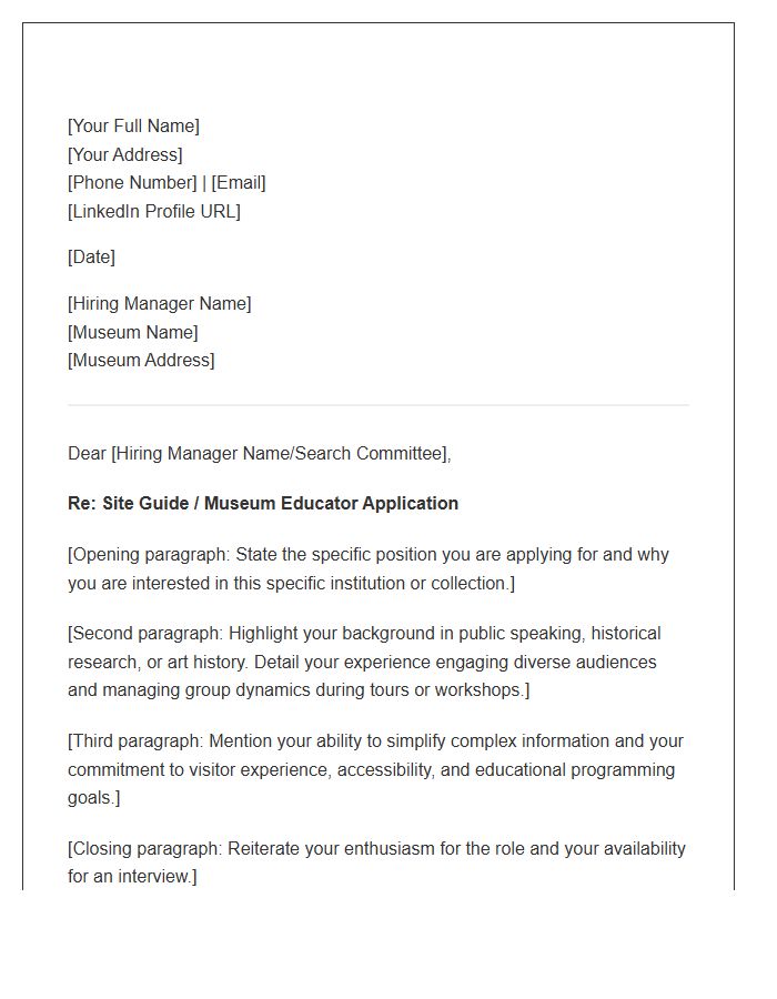 Site Guide To Museum Educator Cover Letter Template
