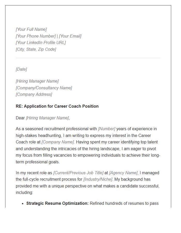 Headhunter To Career Coach Cover Letter Template