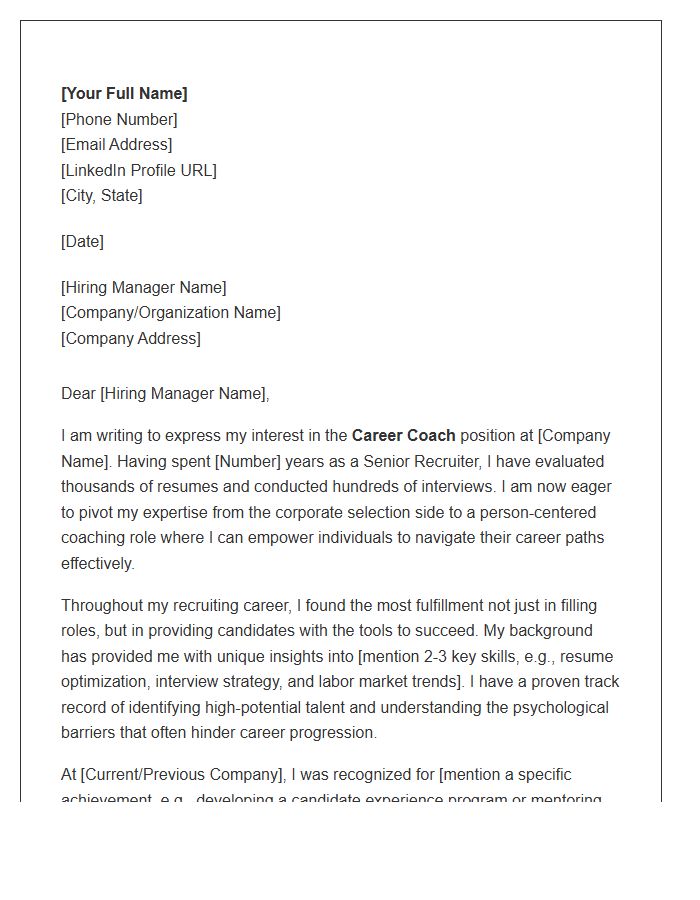Senior Recruiter To Career Coach Cover Letter Template