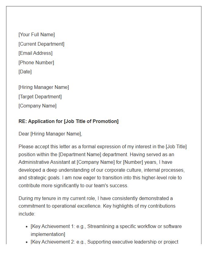 Administrative Assistant Internal Promotion Cover Letter Template