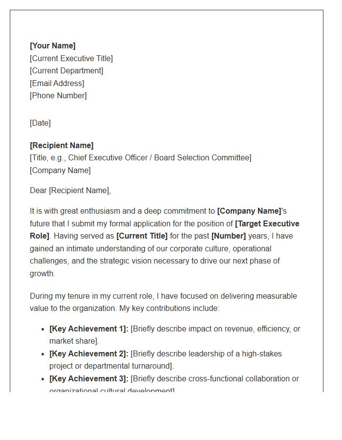 Corporate Executive Internal Promotion Cover Letter Template