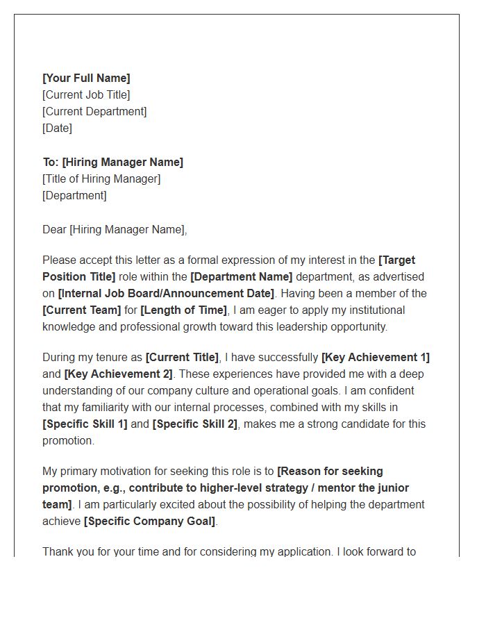 Human Resources Internal Promotion Cover Letter Template