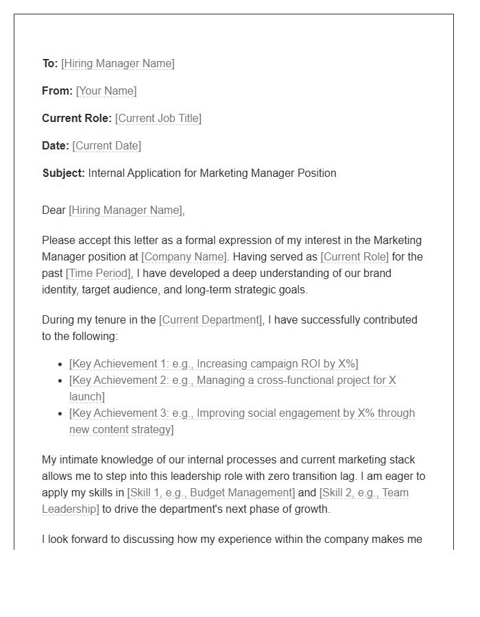 Marketing Manager Internal Promotion Cover Letter Template