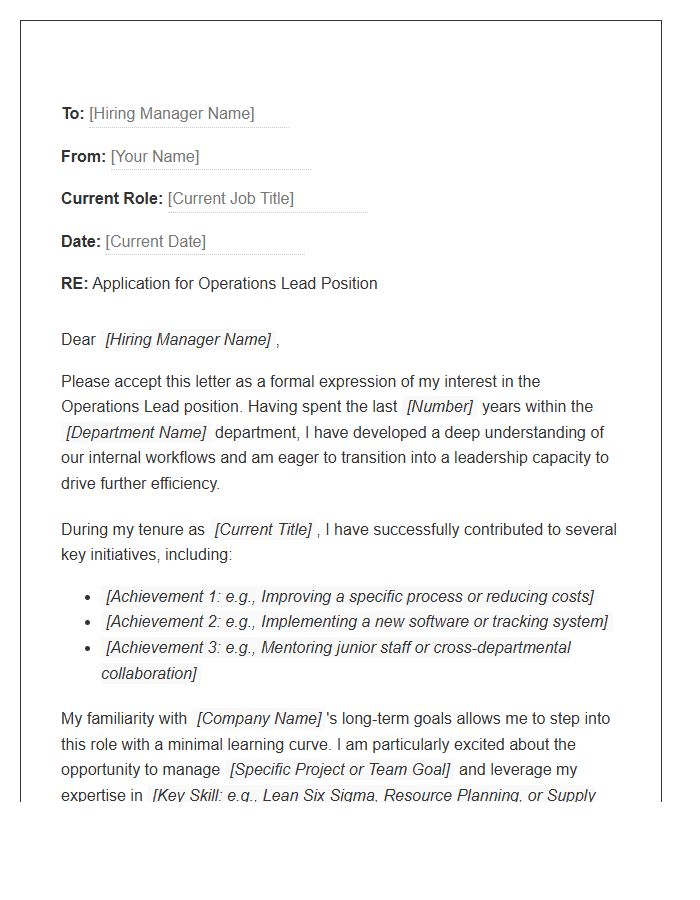 Operations Lead Internal Promotion Cover Letter Template