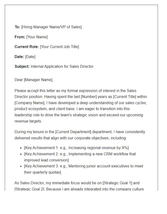 Sales Director Internal Promotion Cover Letter Template