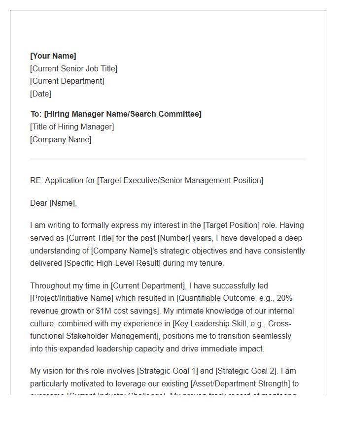 Senior Management Internal Promotion Cover Letter Template