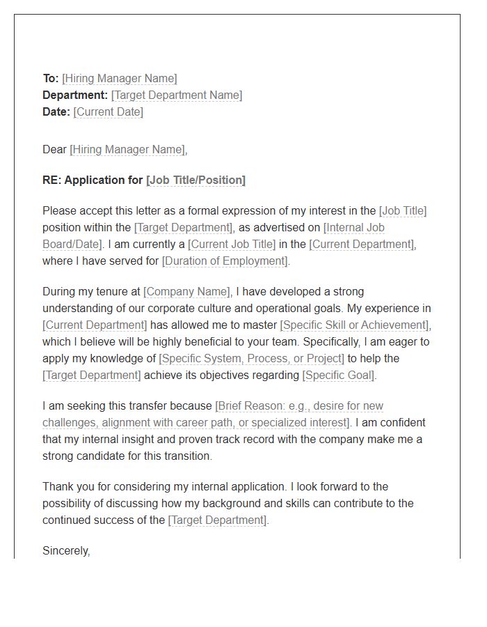Interdepartmental Transfer Request Cover Letter Template