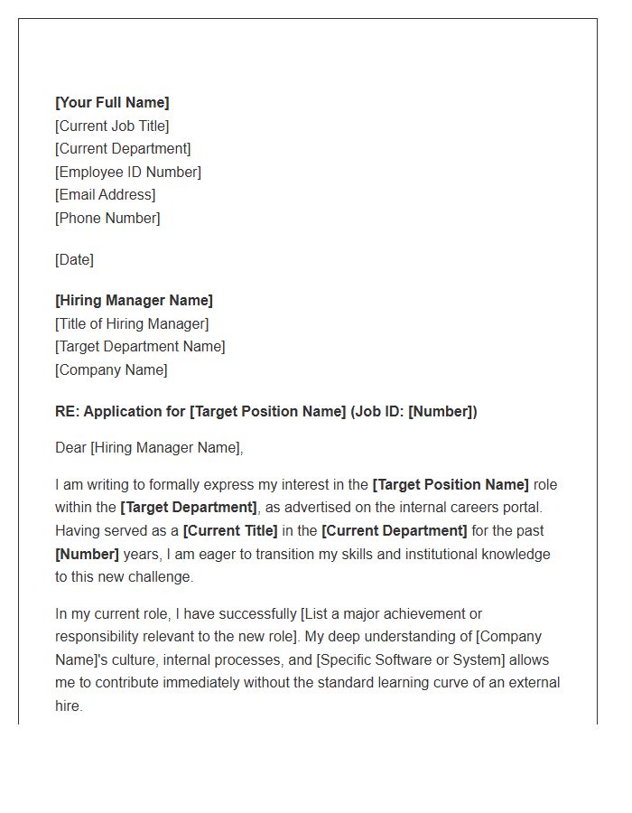 Internal Promotion Department Transfer Cover Letter Template