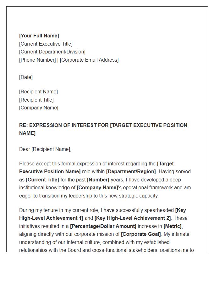 Corporate Executive Internal Transition Cover Letter Template