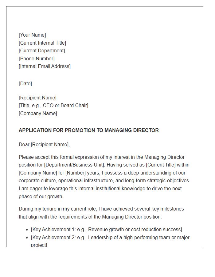 Managing Director Internal Promotion Cover Letter Template