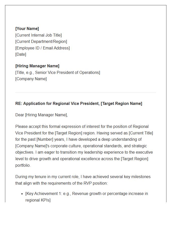 Regional Vice President Internal Cover Letter Template