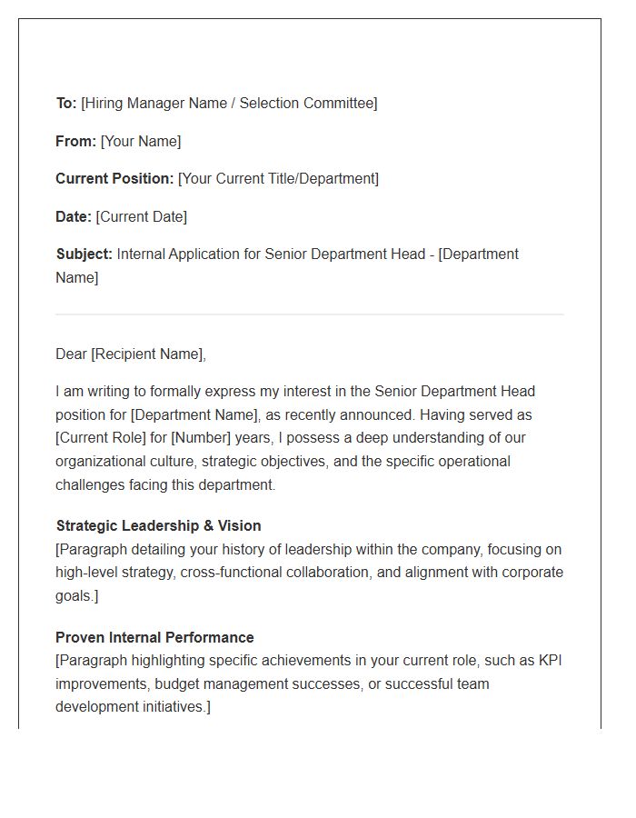 Senior Department Head Internal Cover Letter Template
