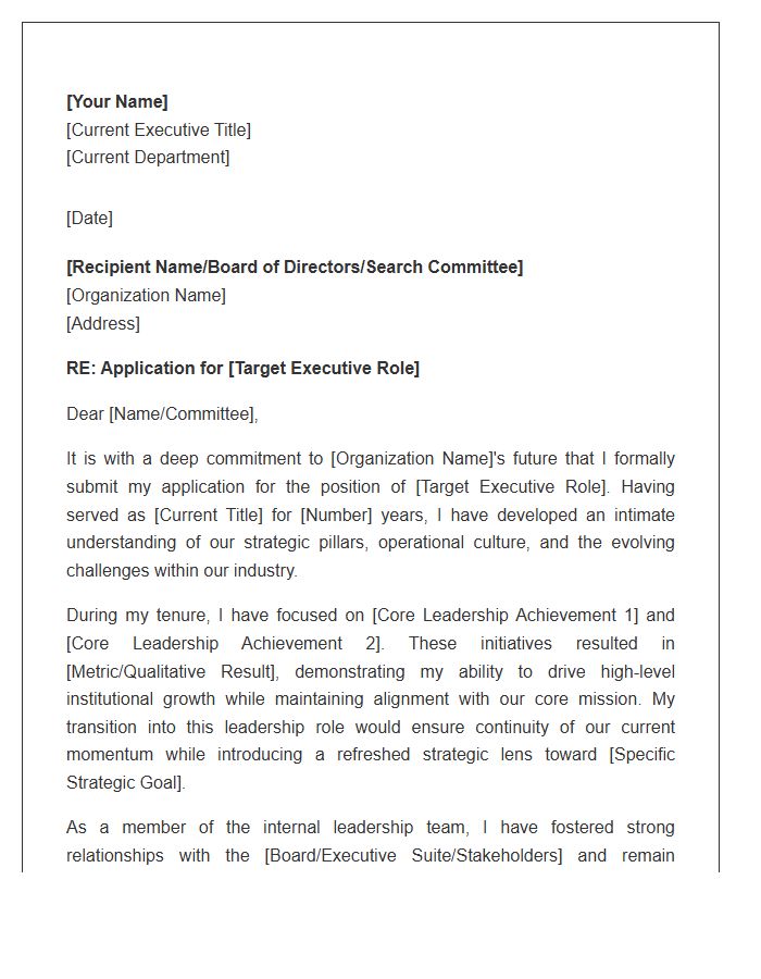 Senior Leadership Internal Succession Cover Letter Template
