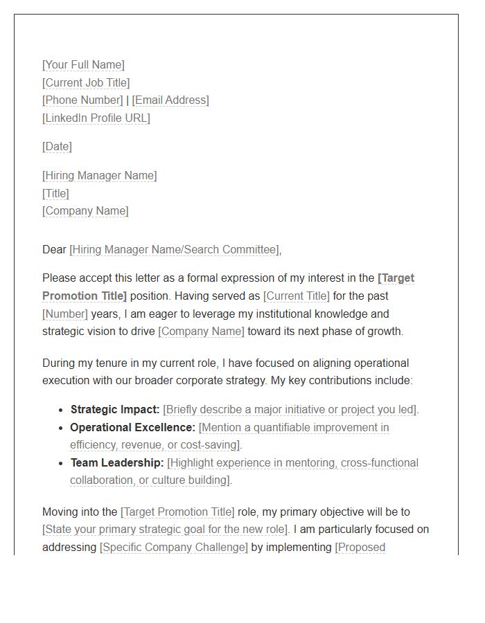 Strategic Leadership Promotion Cover Letter Template