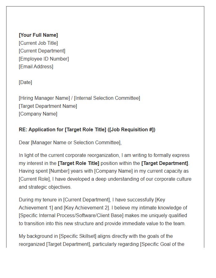Corporate Reorganization Internal Role Cover Letter Template