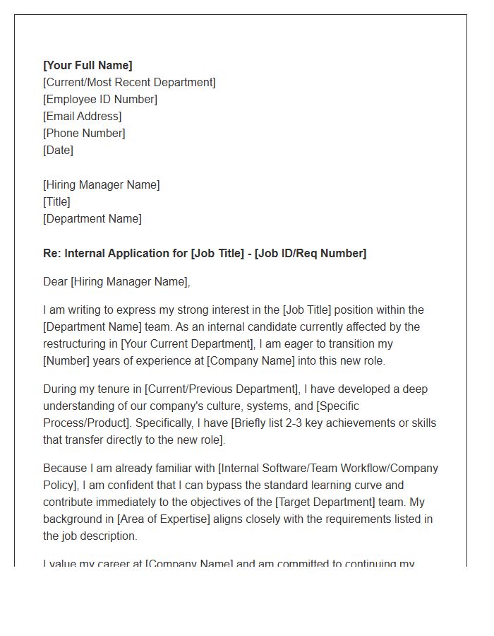 Internal Cover Letter Template For Displaced Employees
