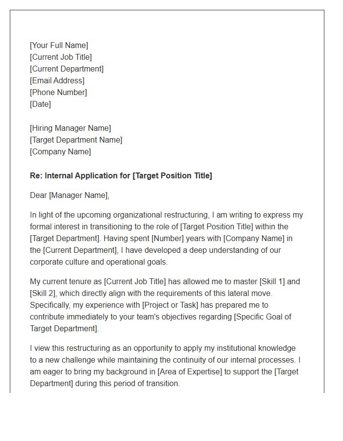 Organizational Restructuring Lateral Move Cover Letter Template
