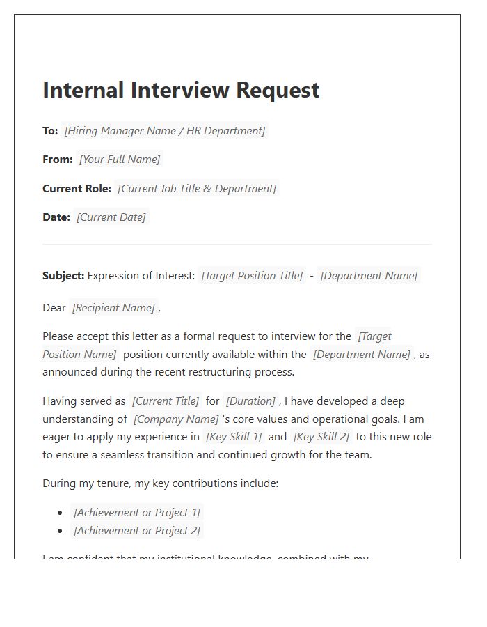 Restructuring Internal Interview Request Cover Letter Template