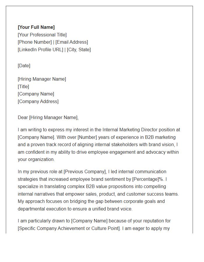 B2B Internal Marketing Director Cover Letter Template