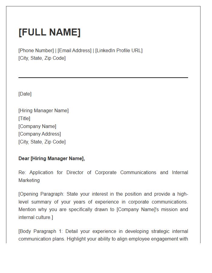 Corporate Communications Internal Marketing Director Cover Letter Template