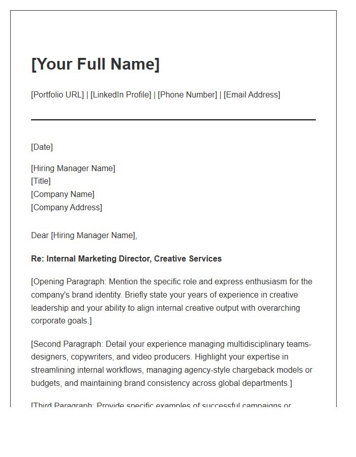 Creative Services Internal Marketing Director Cover Letter Template