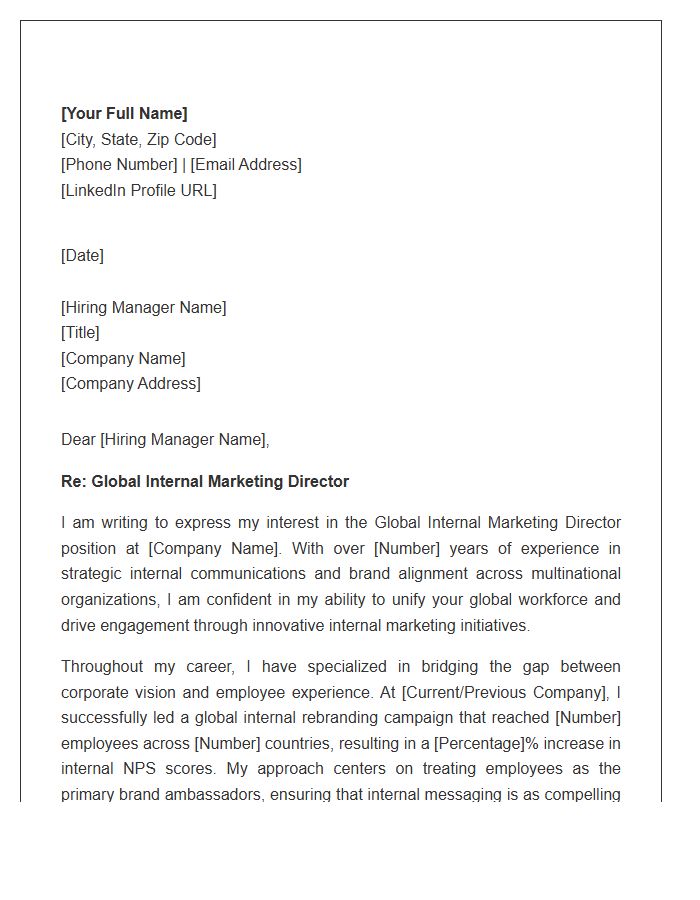 Global Internal Marketing Director Cover Letter Template
