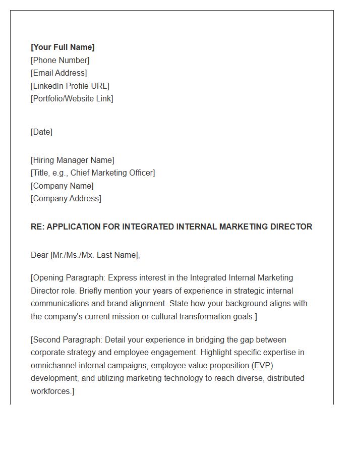 Integrated Internal Marketing Director Cover Letter Template