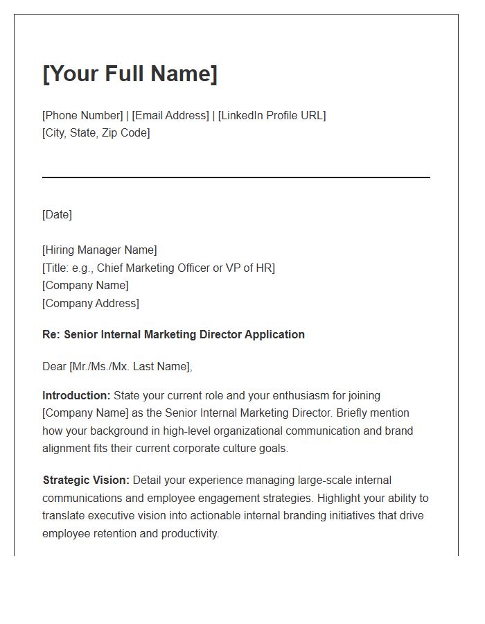 Senior Internal Marketing Director Cover Letter Template