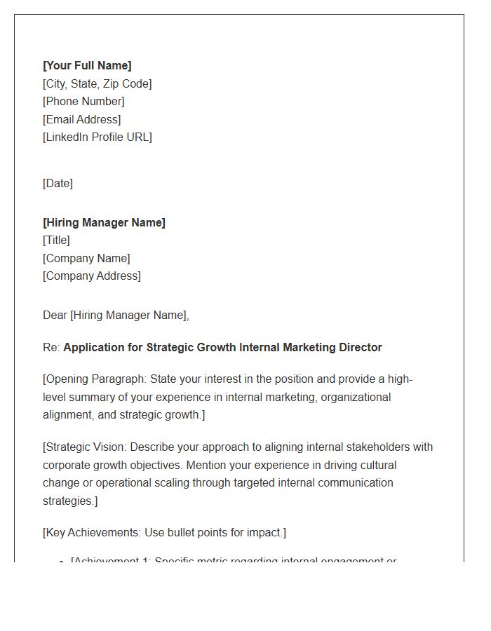 Strategic Growth Internal Marketing Director Cover Letter Template